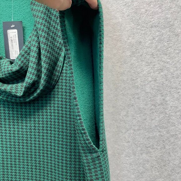 Bryn Walker Pike Poncho‎ Womens Small Green Houndstooth Cowl Neck Bamboo Fleece - Picture 4 of 14